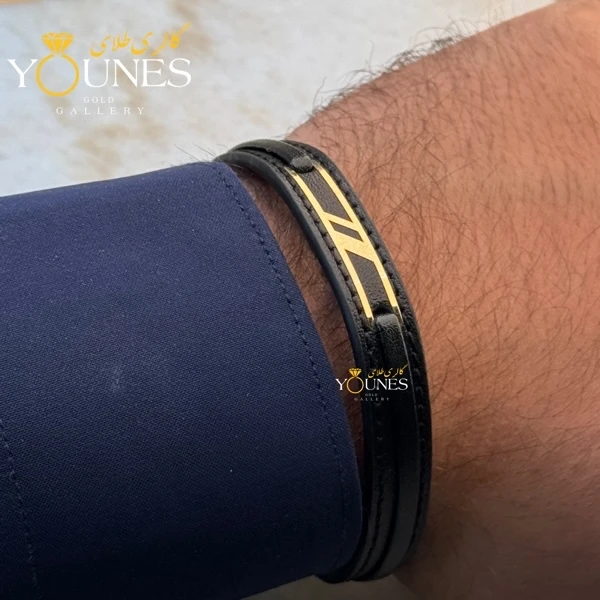 دستبند طلا چرم مردانه L141